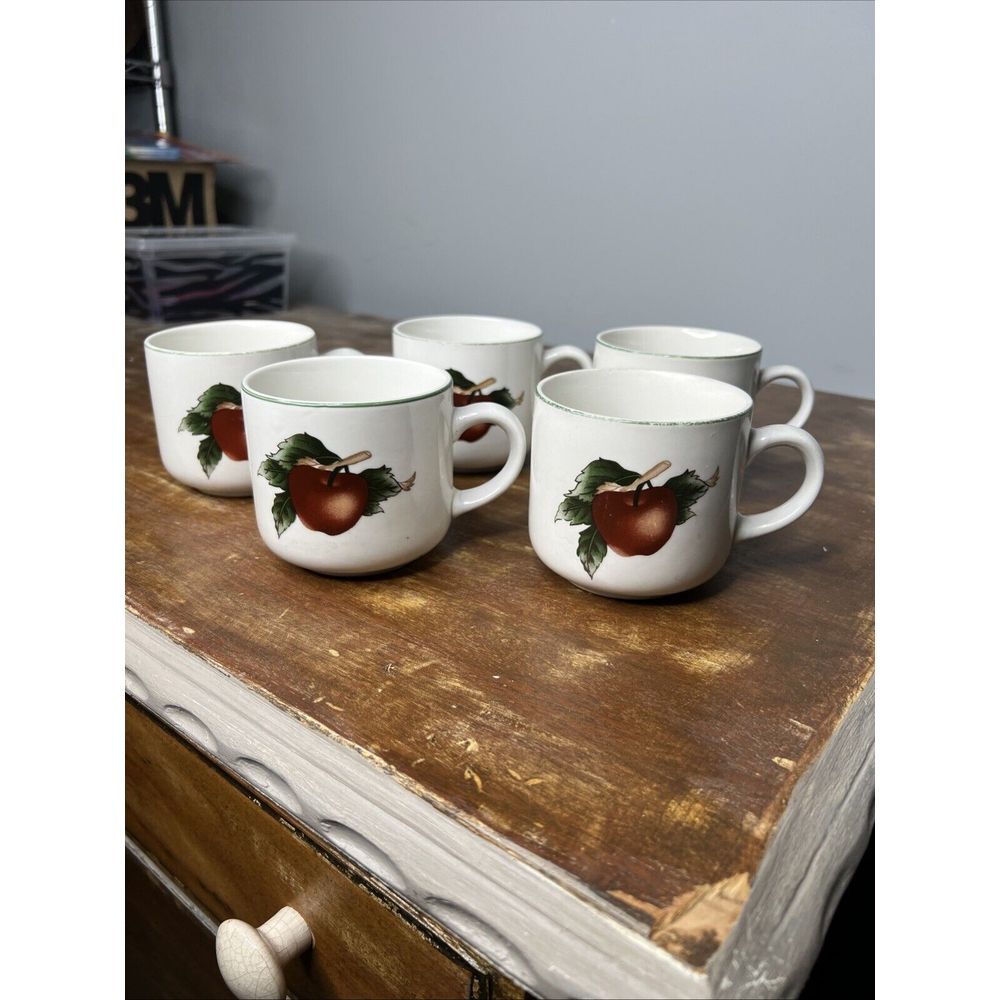 Set 5 Cades Cove  Collection Flat Cups Matched Pair Apple Cherry By Citation Mug